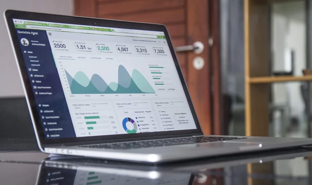 Website analytics dashboard on a laptop